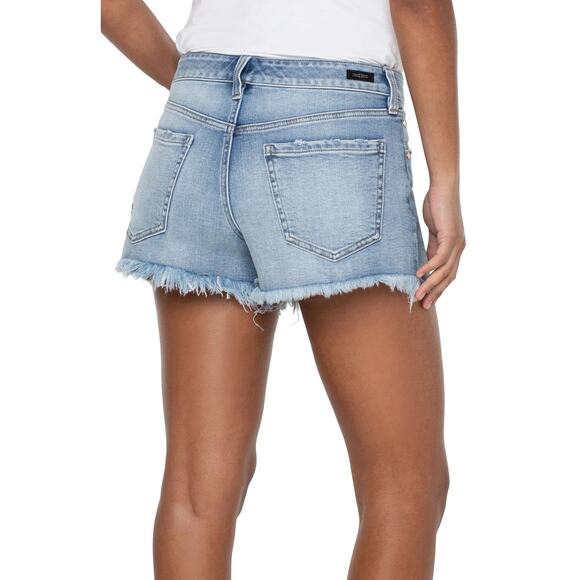 LIVERPOOL High Rise Christine A Line Fray Denim Shorts Rochester Blue Women's 6 - Picture 4 of 11